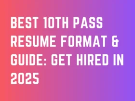 10th Pass Resume Format