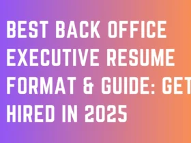 Back Office Executive Resume Format