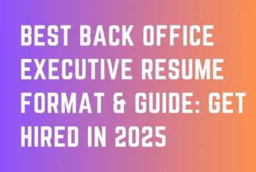 Back Office Executive Resume Format
