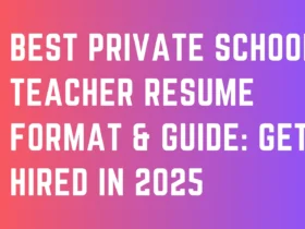 Private School Teacher Resume Format
